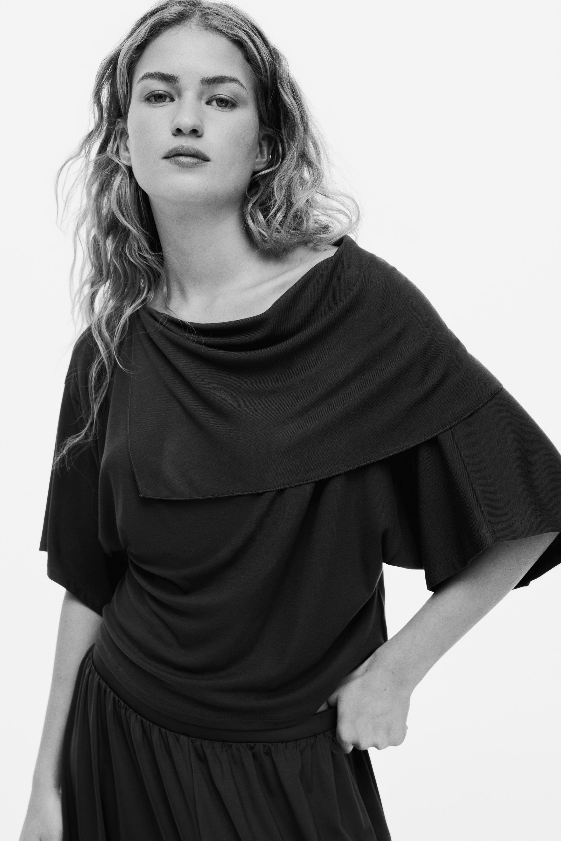cape-detail jersey top