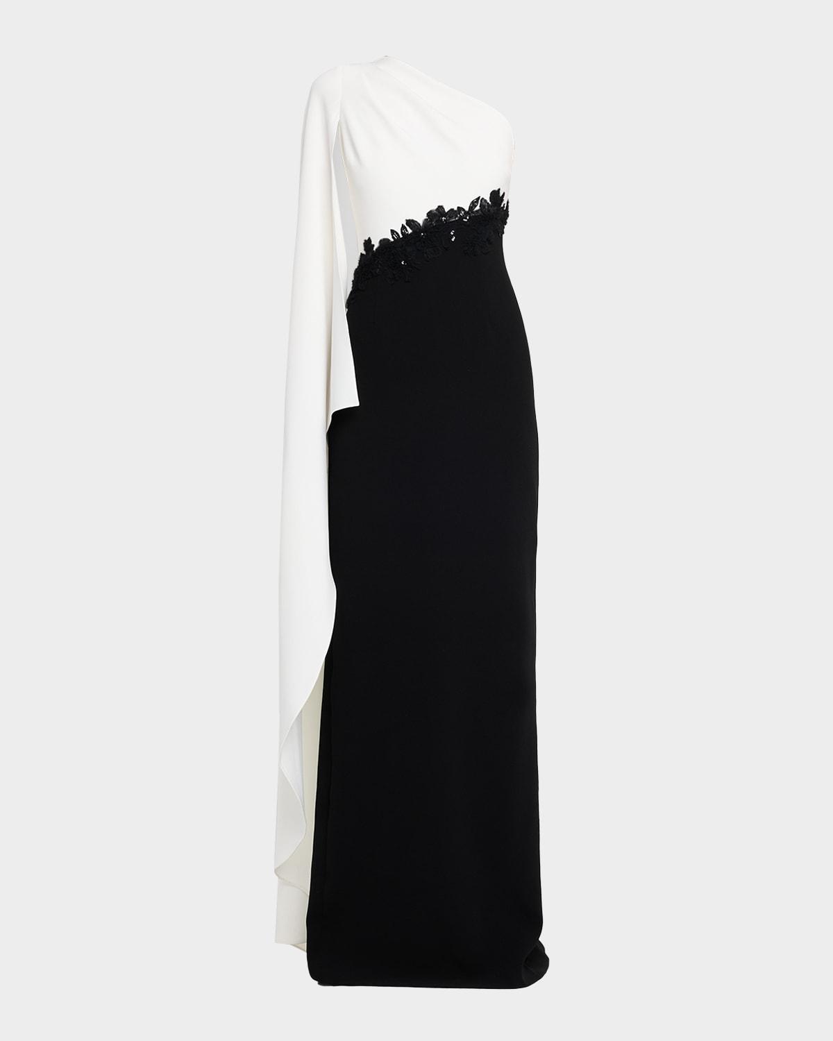 cape-sleeve column gown
