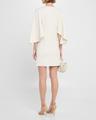 cape-sleeve stretch wool barathea mini dress