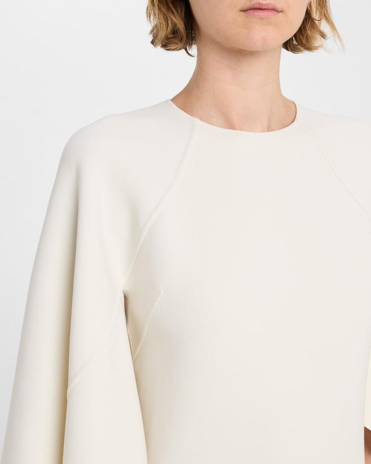 cape-sleeve stretch wool barathea mini dress
