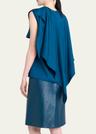 cape twill top, teal