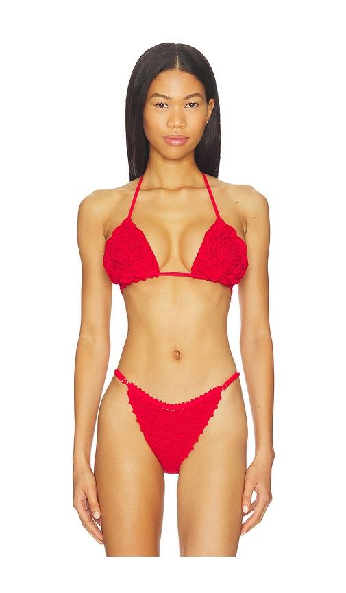 capittana rose bikini top in red.
