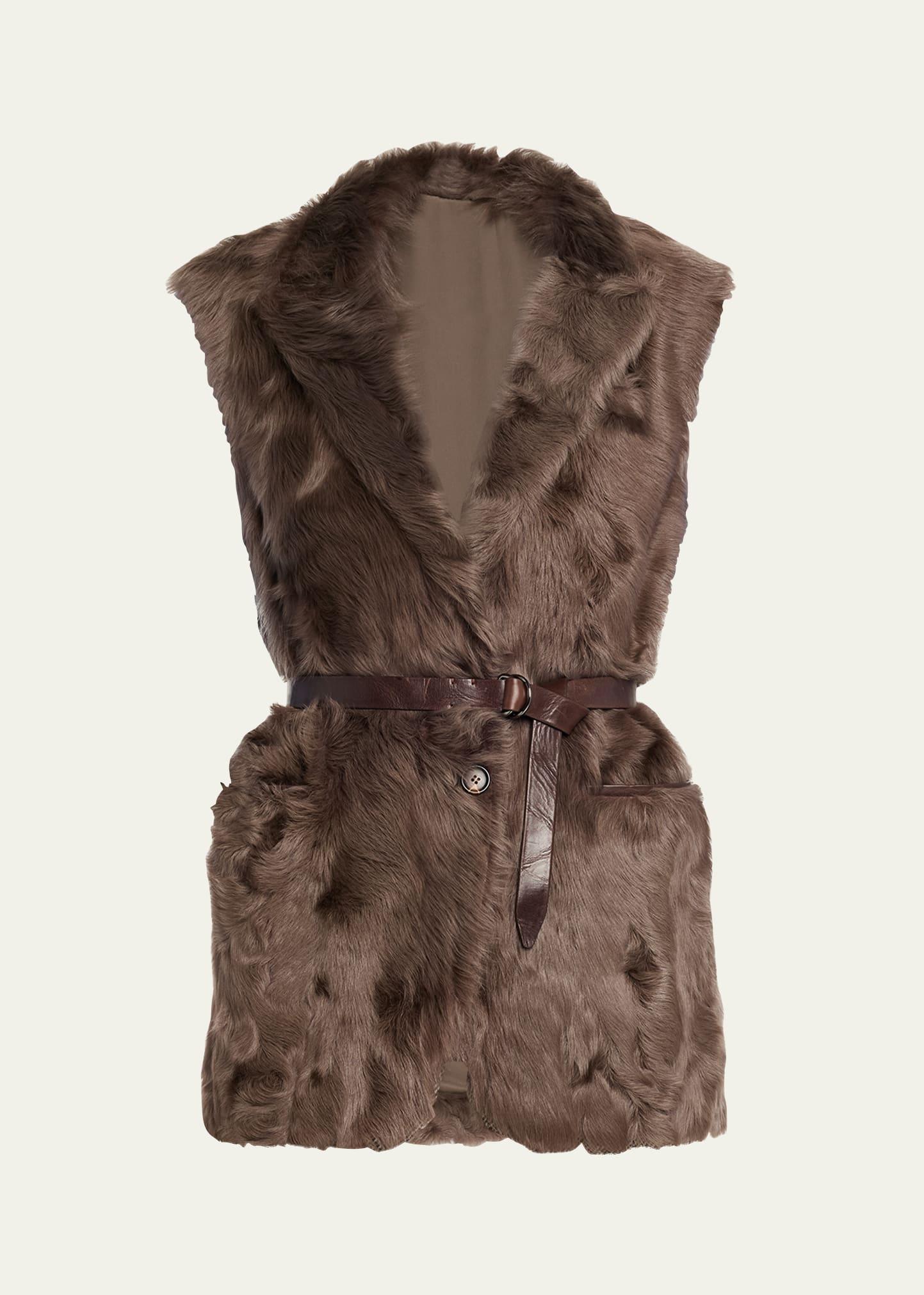 capretta lamb shearling belted vest