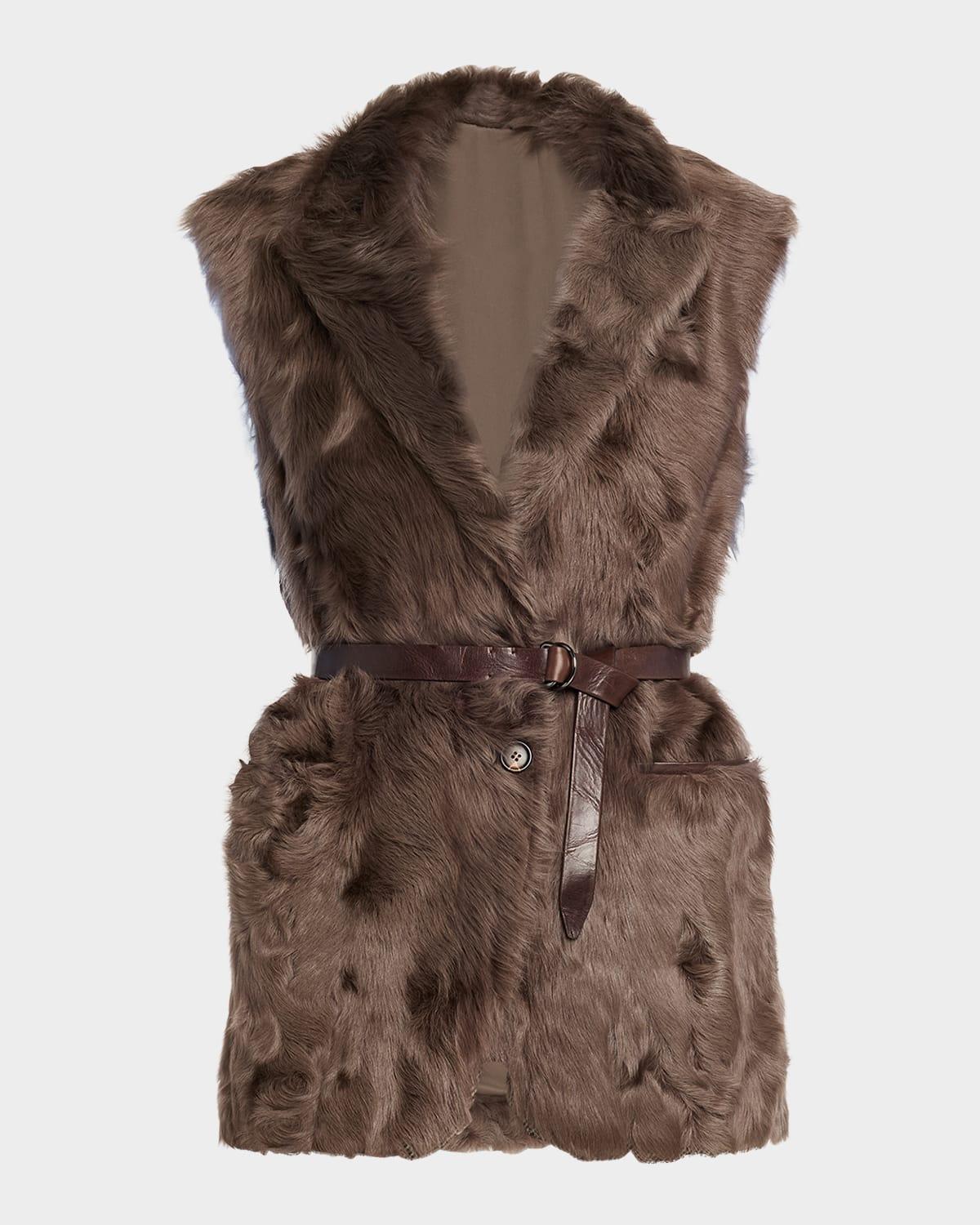 capretta lamb shearling belted vest