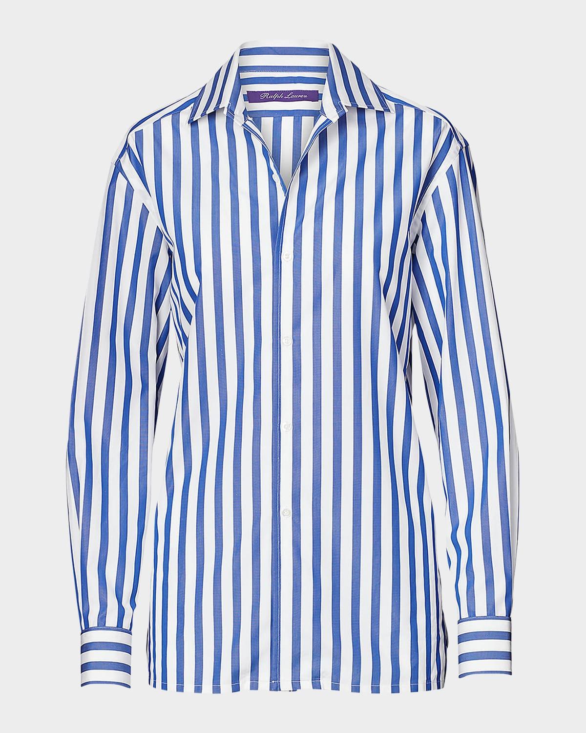 capri striped cotton blouse, white