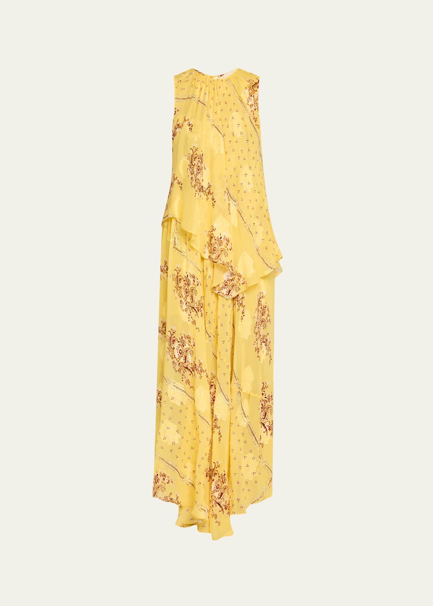 caprice asymmetric layered silk dress