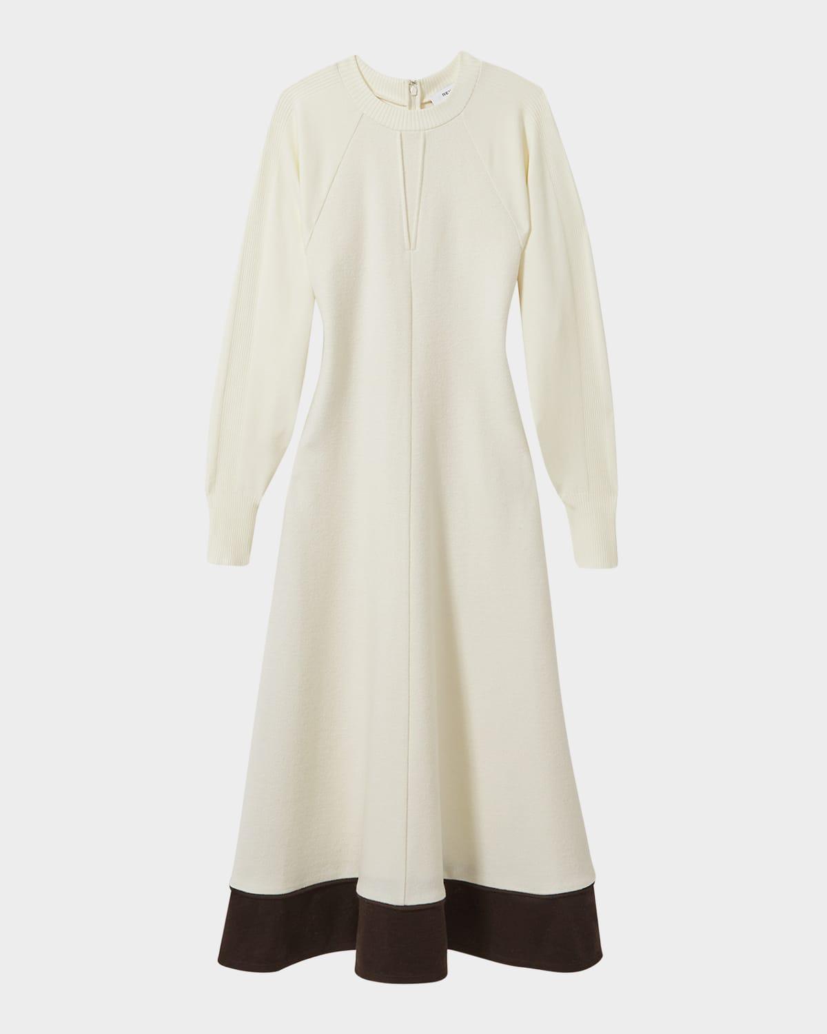 caprice contrast-hem midi sweater dress