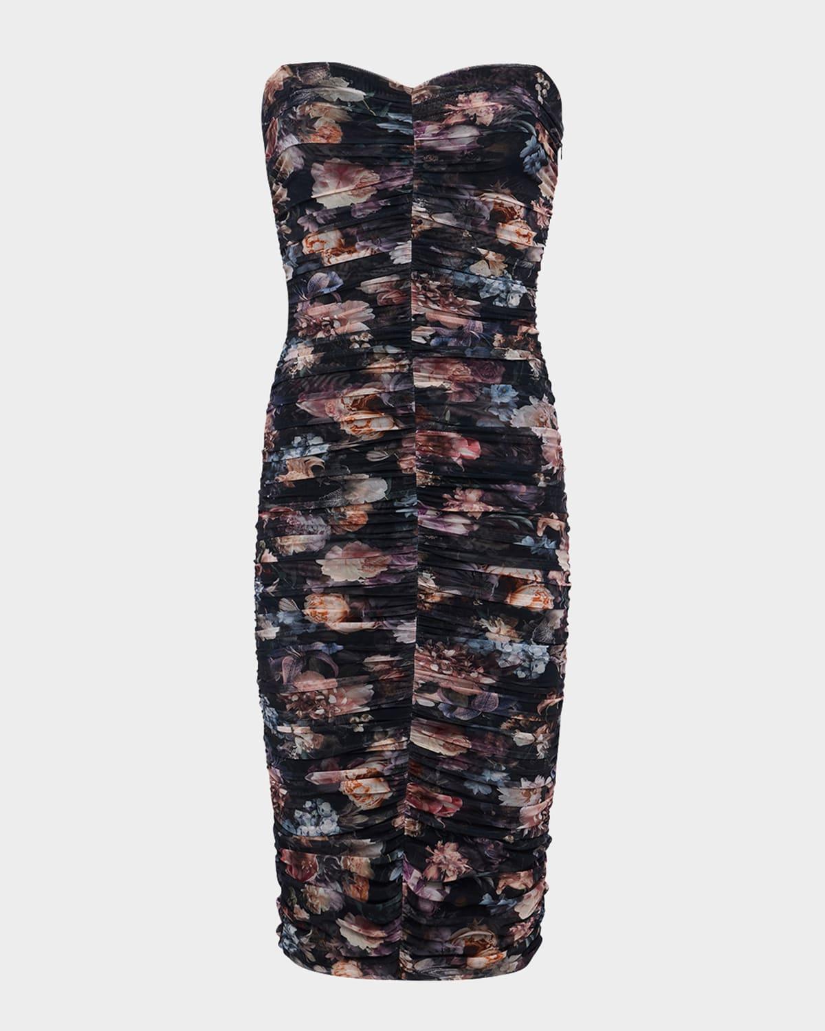 caprice ruched strapless midi dress