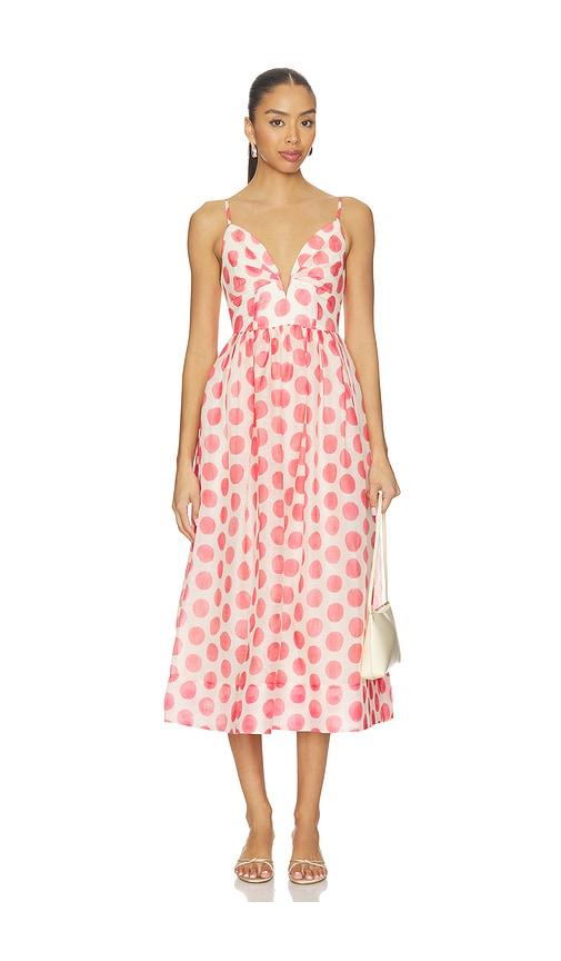 cara cara pero midi dress in pink.