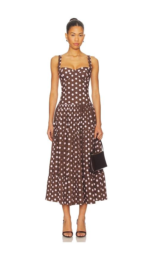 cara cara santiago midi dress in brown.