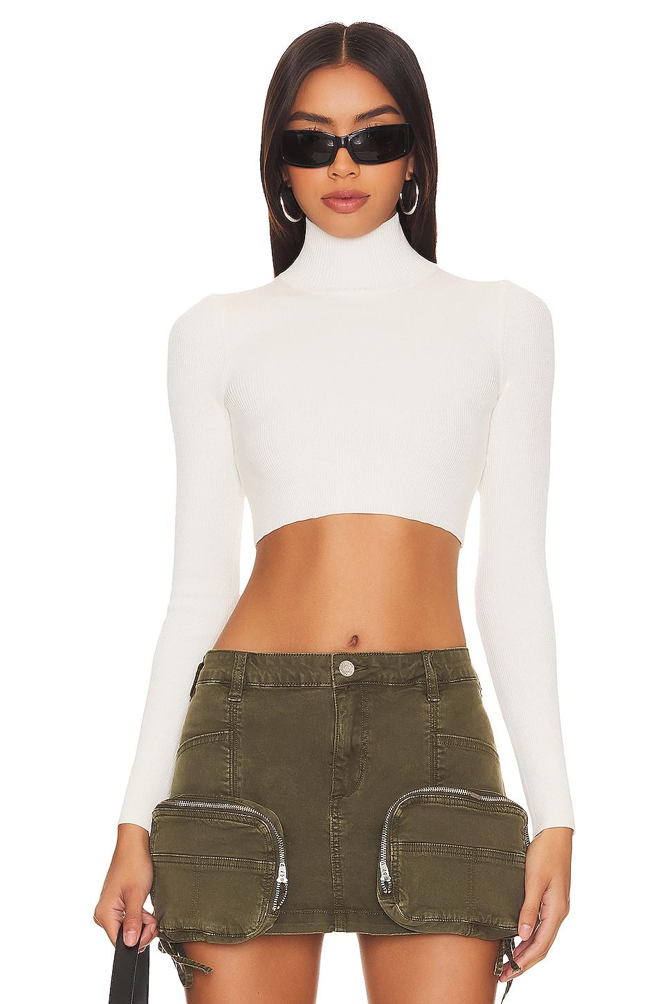 cara cropped knit mock neck