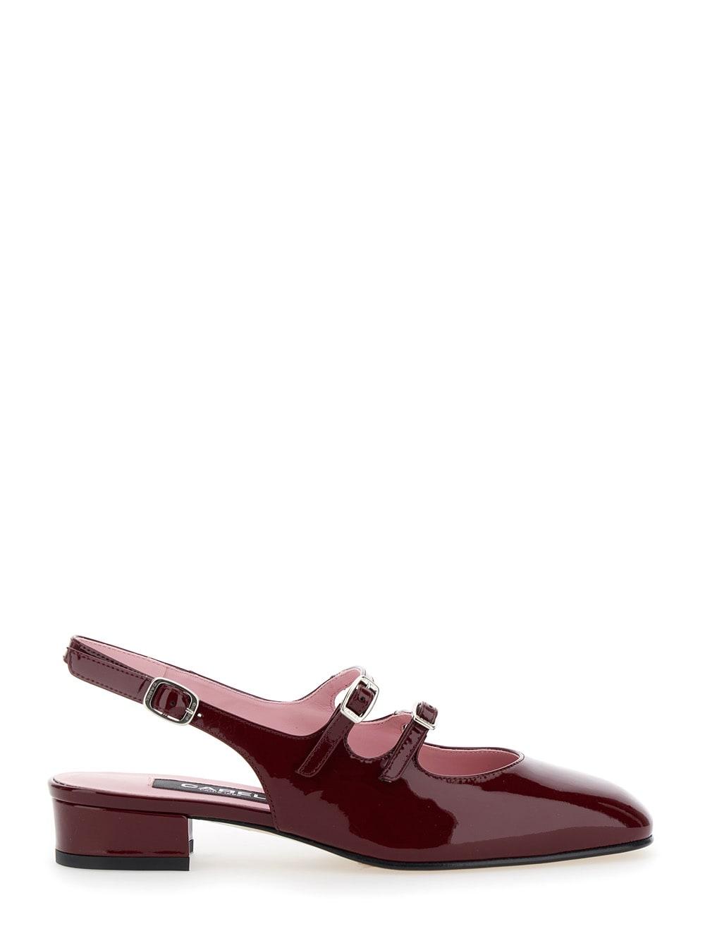 carel peche bordeaux mary jane pumps in patent leather woman