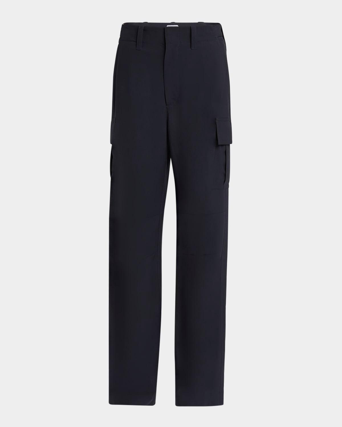cargo fine wool wide leg trousers