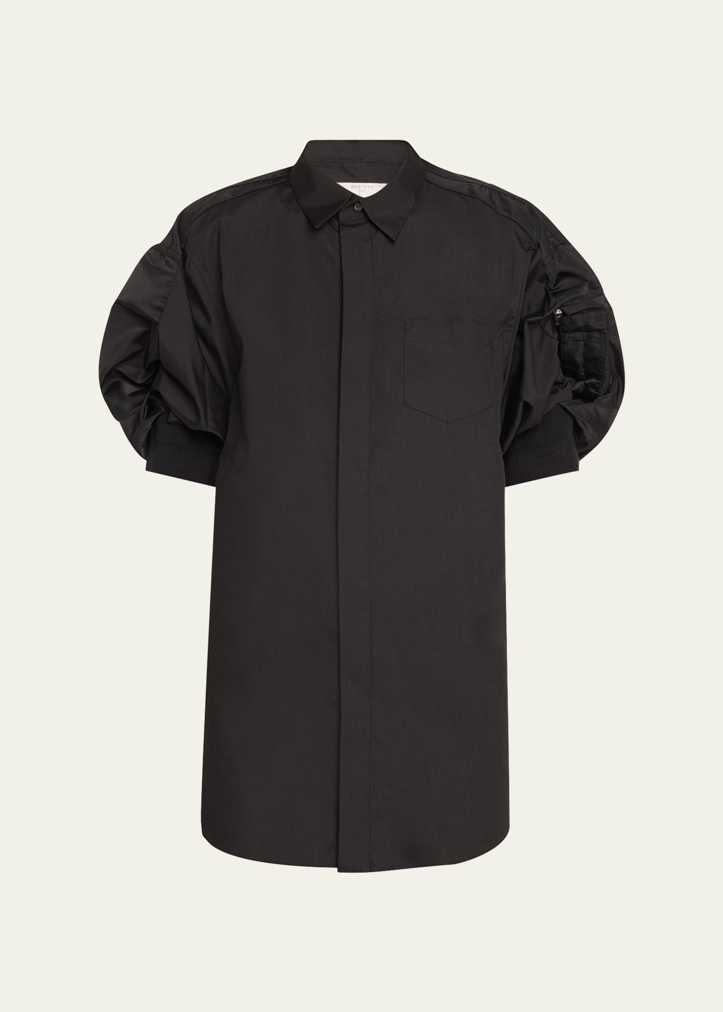 cargo sleeve poplin mini shirt dress
