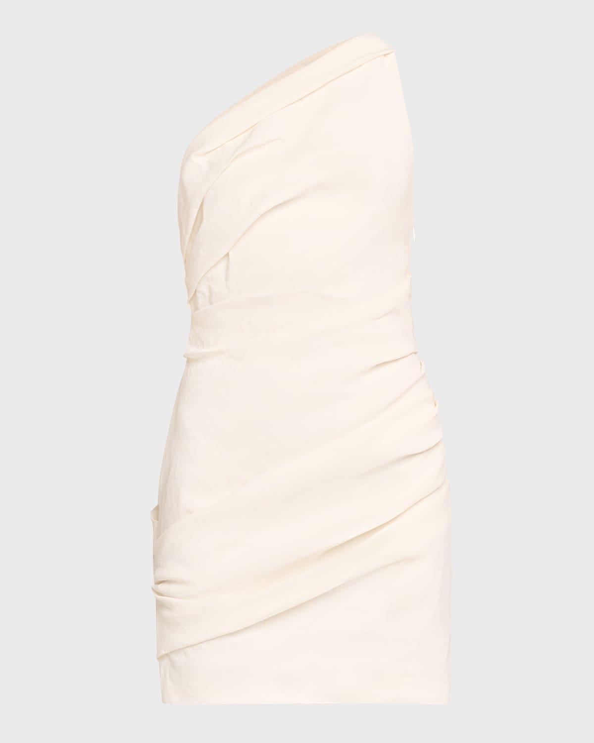 carina gathered one-shoulder mini dress