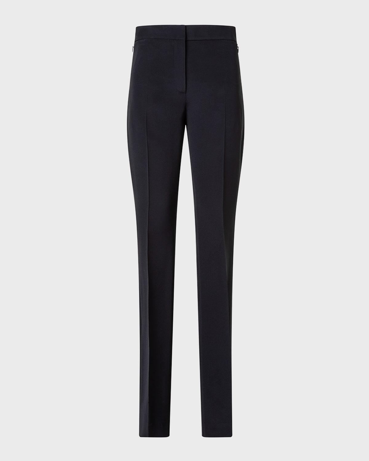 carl mid-rise silk crepe straight-leg pants