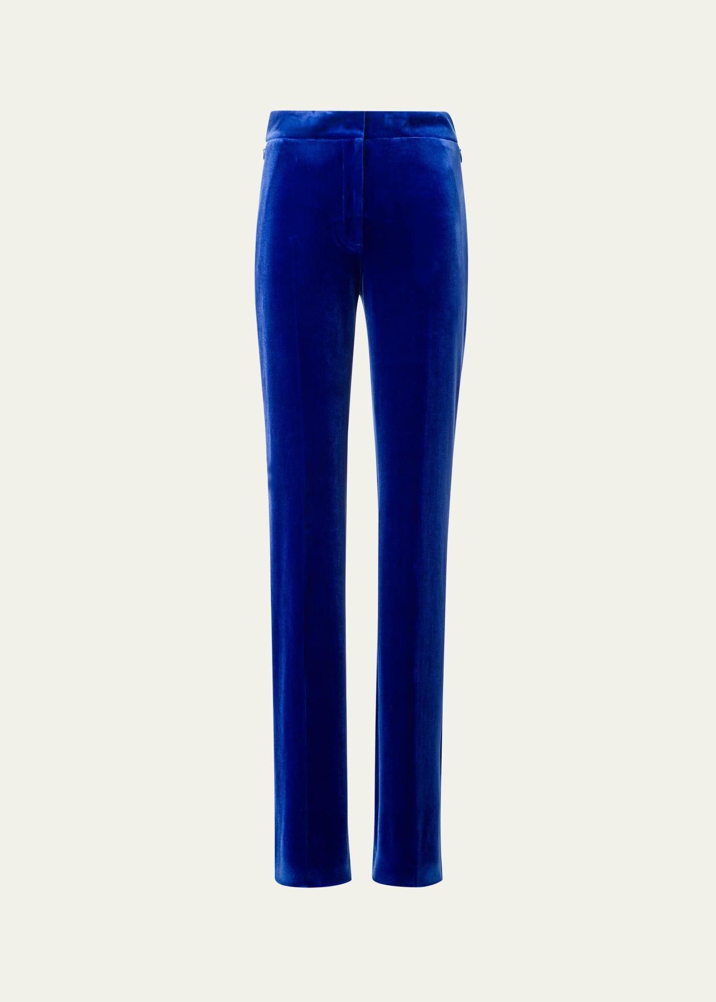 carl stretch velvet straight leg pants
