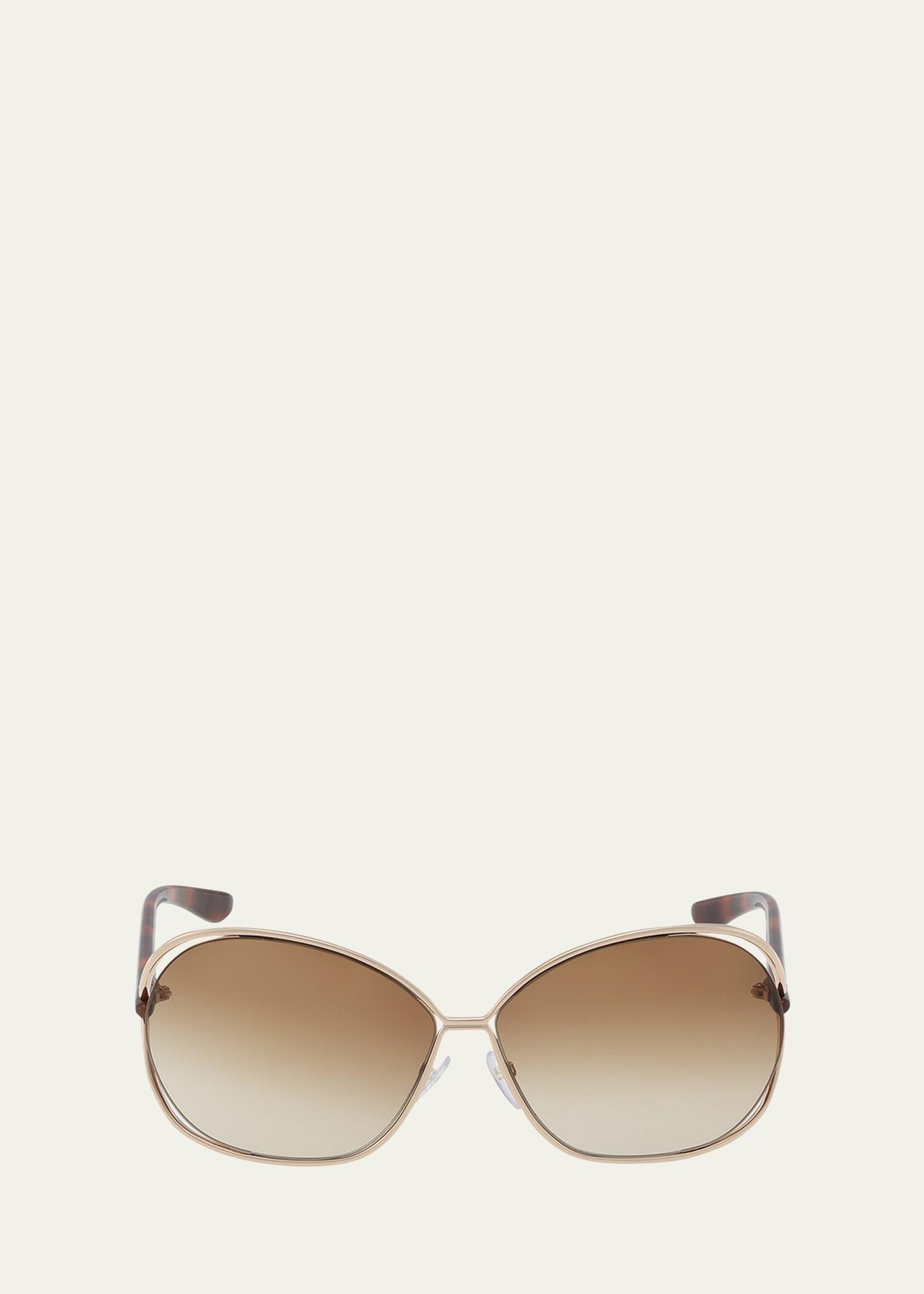 carla cut-out metal & acetate round sunglasses