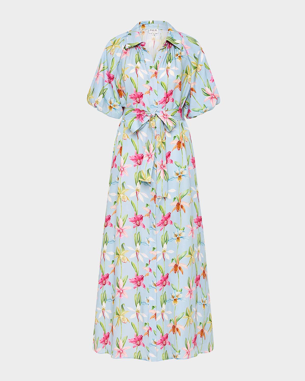 carla floral-print viscose maxi shirtdress