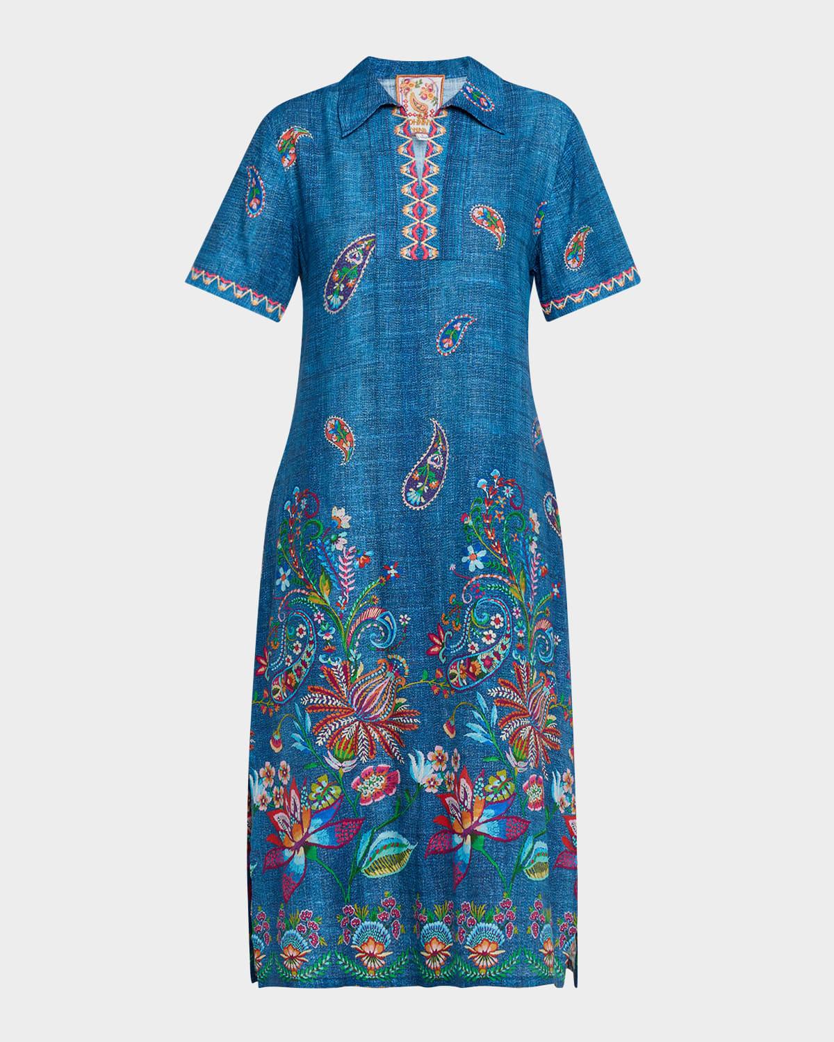 carlie floral & paisley-print midi dress