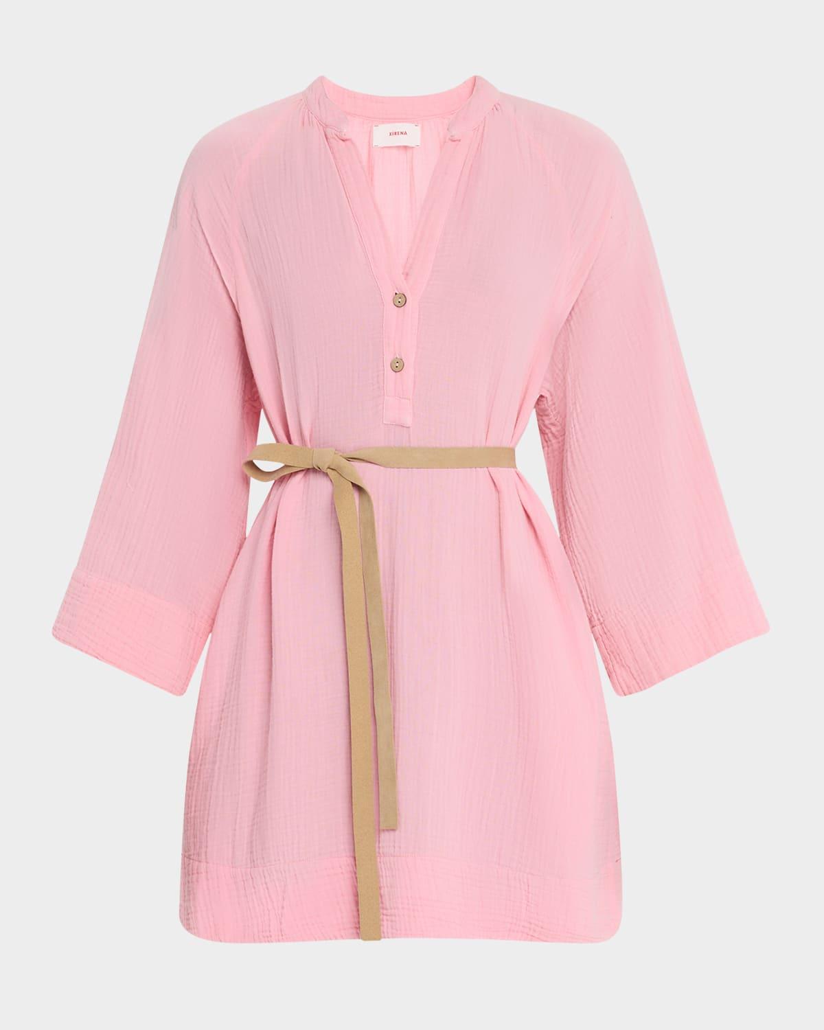 carlotta belted gauzy mini dress