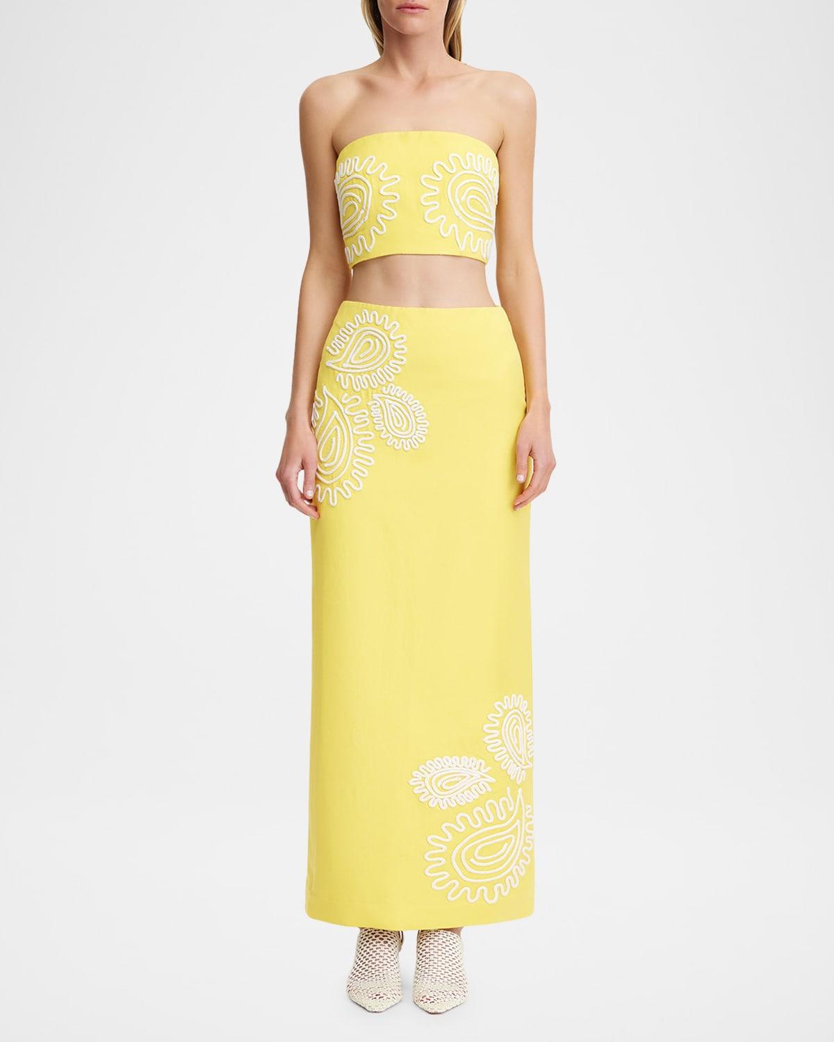 carly embroidered strapless top