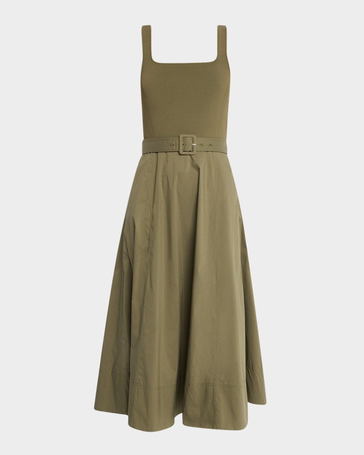 carmen a-line midi combo dress