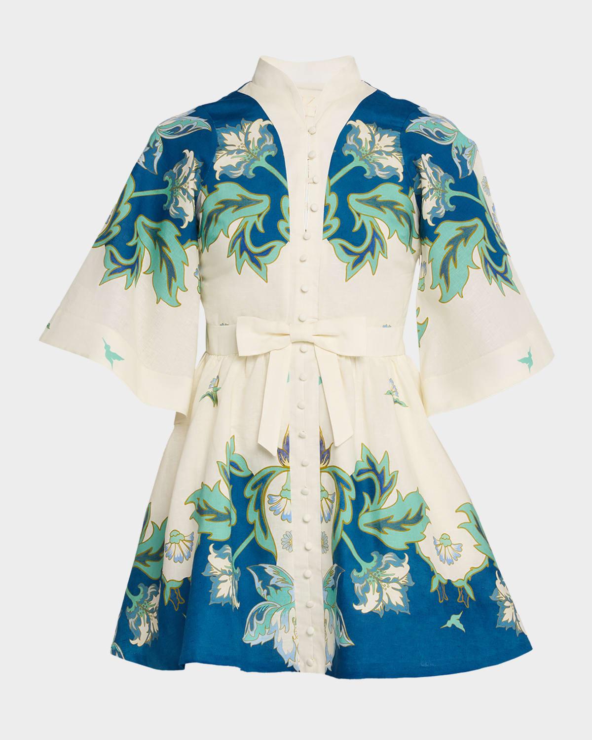 carmen flared floral-print mini dress