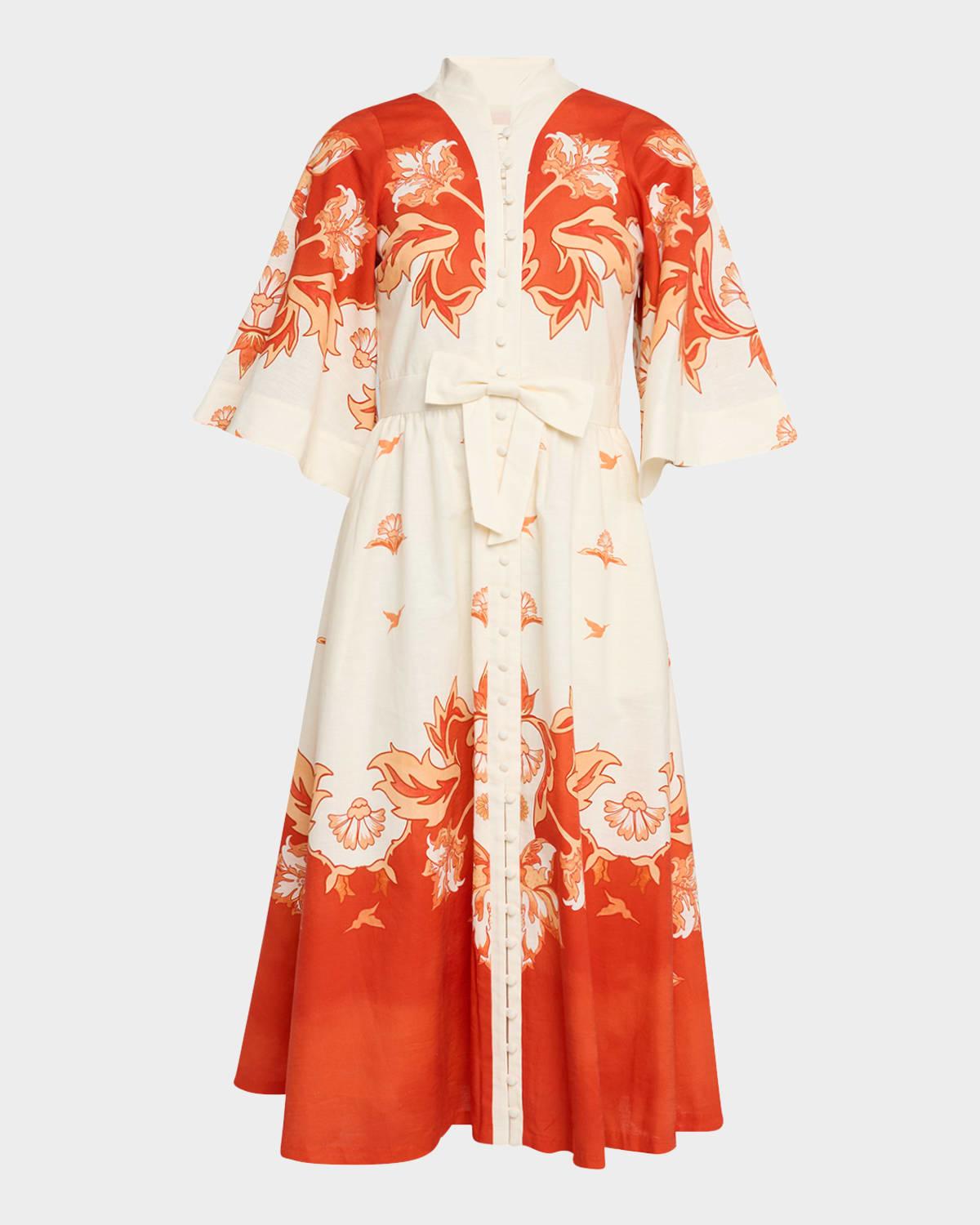 carmen floral-print cotton midi dress