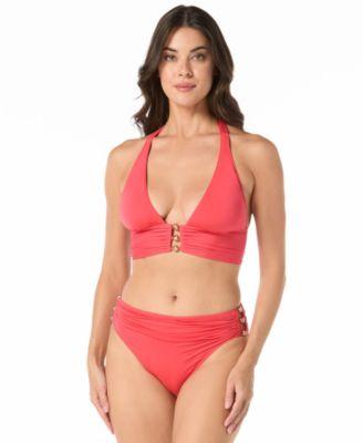 carmen marc valvo womens halter bikini top shirred waist bikini bottom