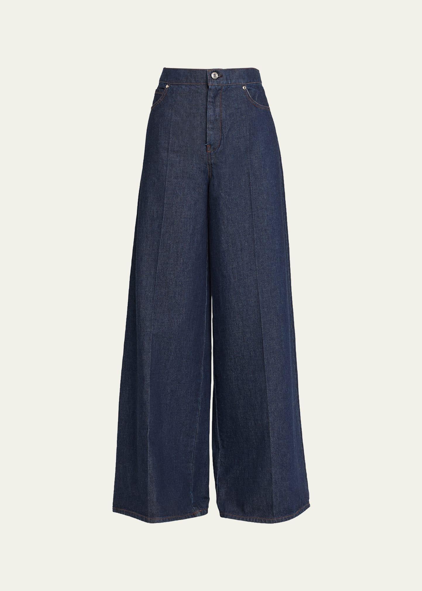 carmine wide-leg denim trousers