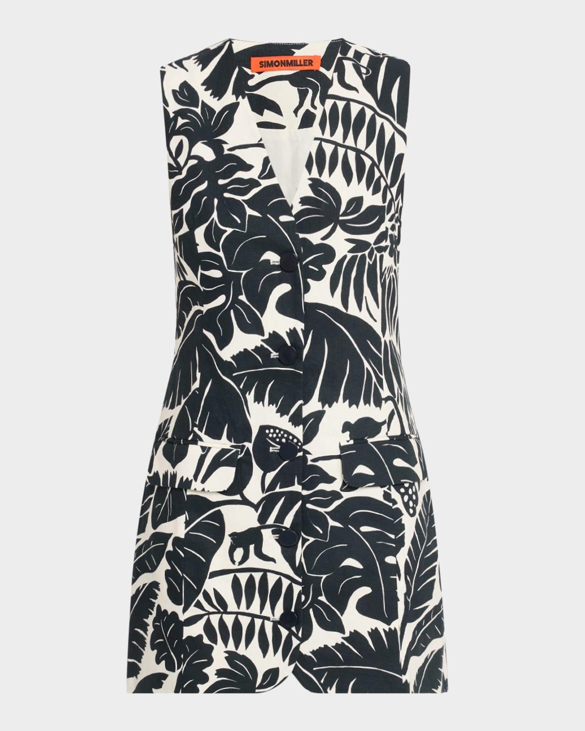 carob striped linen cotton sleeveless mini dress