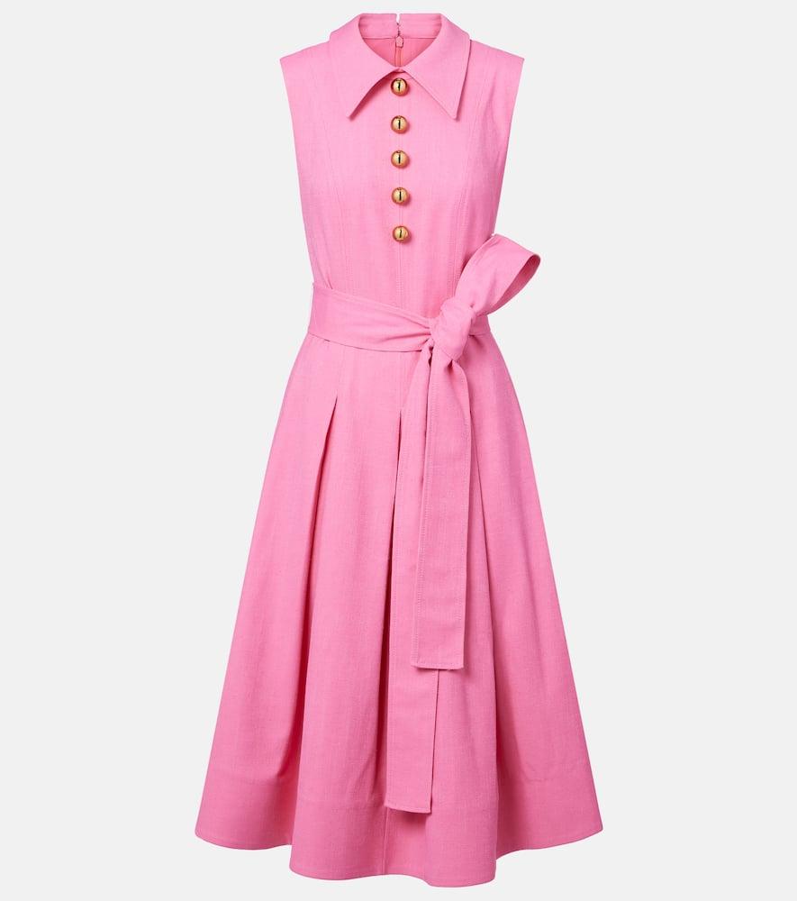 carolina herrera belted twill midi dress