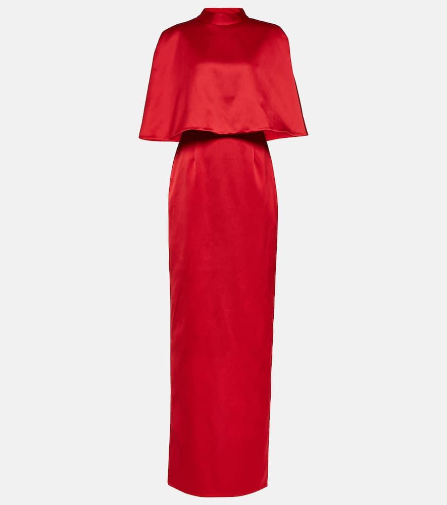 carolina herrera caped satin gown