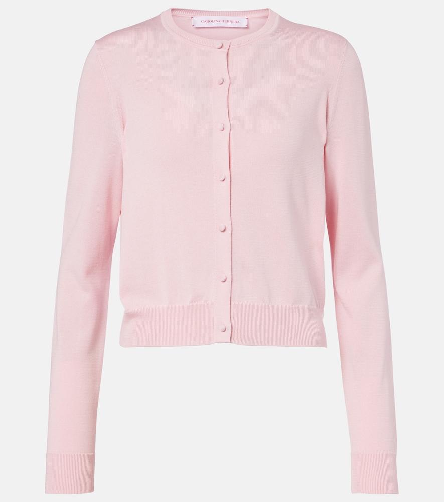 carolina herrera cropped silk and cotton cardigan