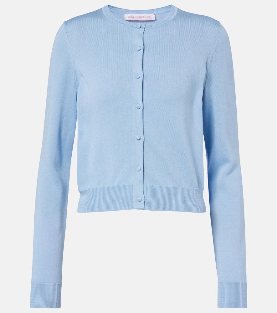 carolina herrera cropped silk and cotton cardigan
