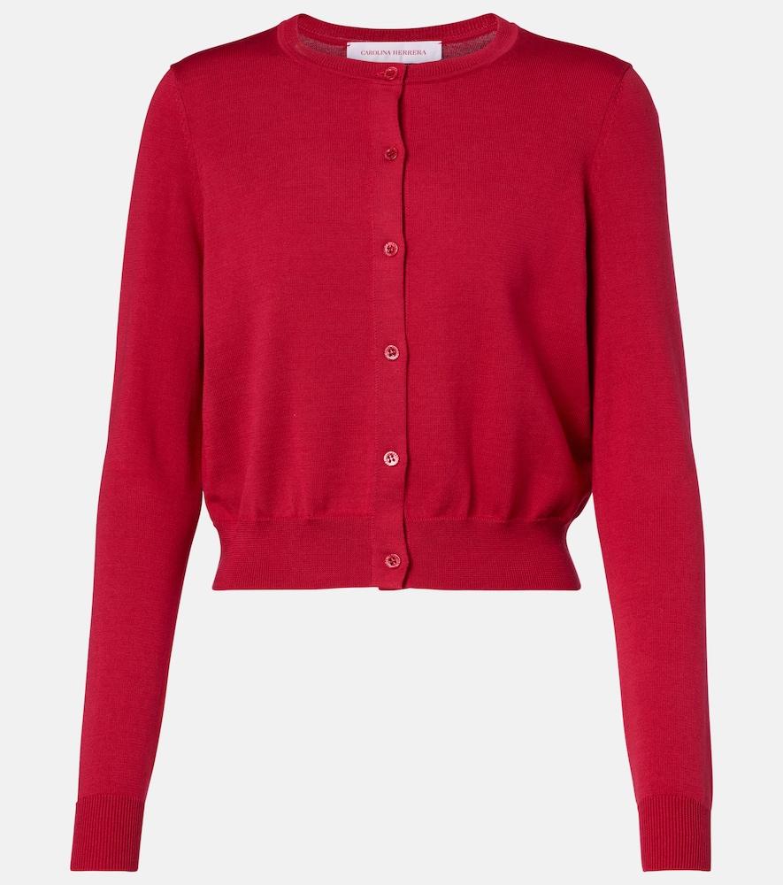 carolina herrera cropped silk and cotton cardigan