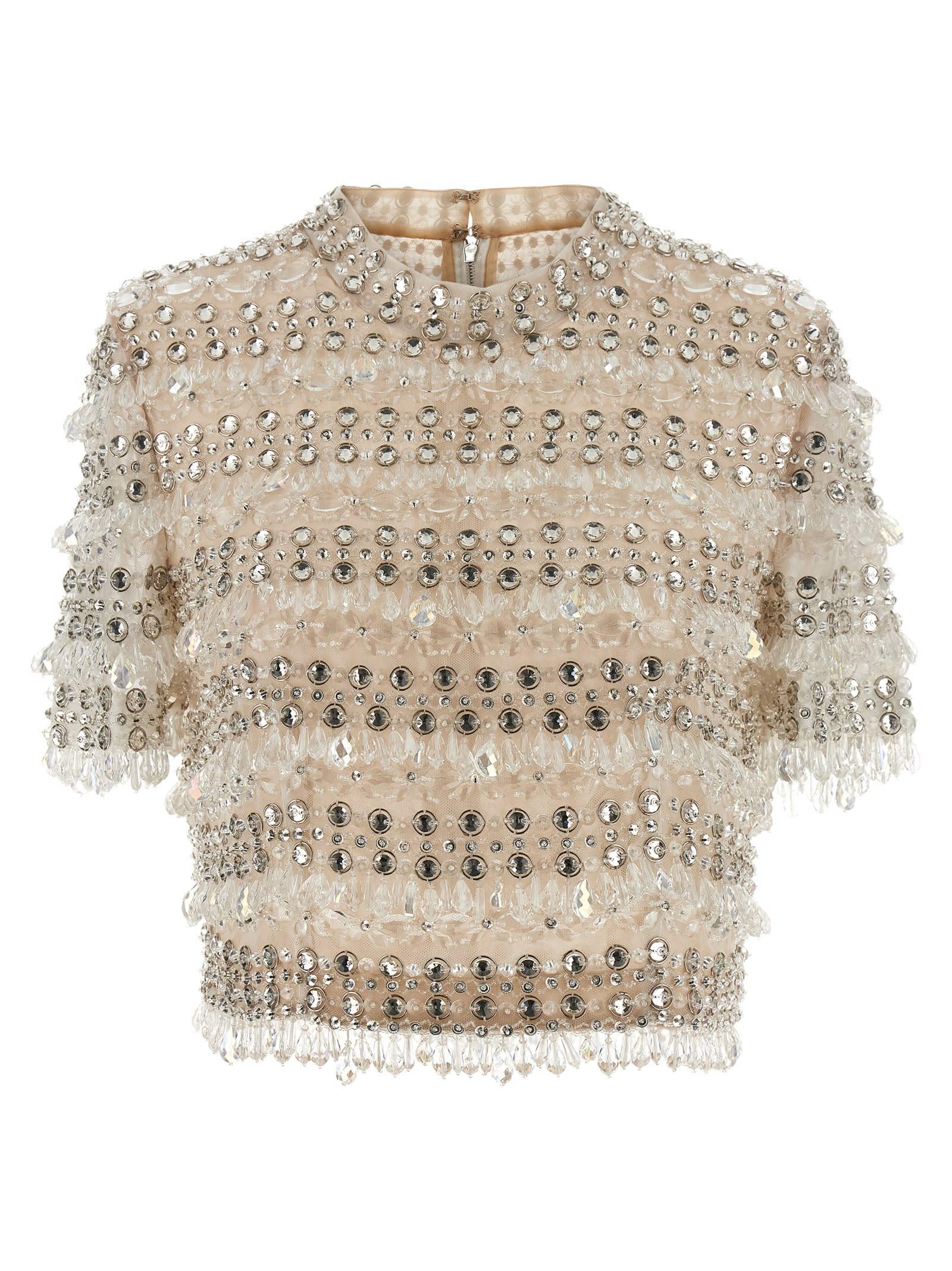 carolina herrera crystal-embroidered crop top