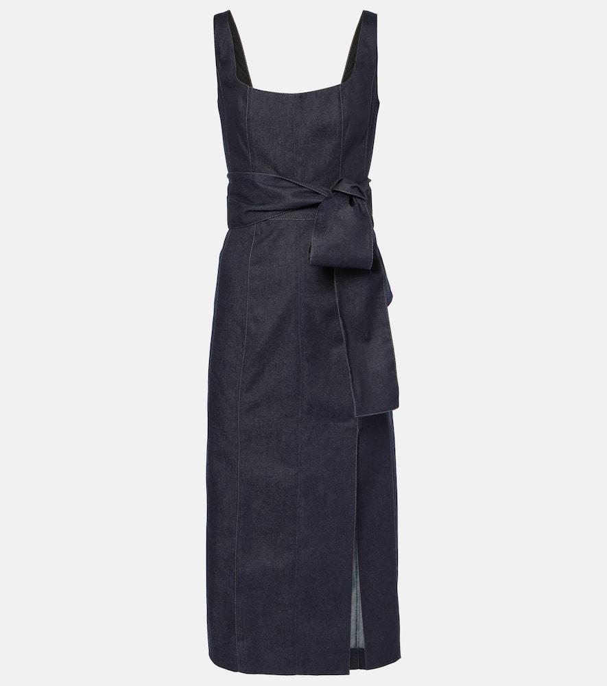 carolina herrera denim midi dress