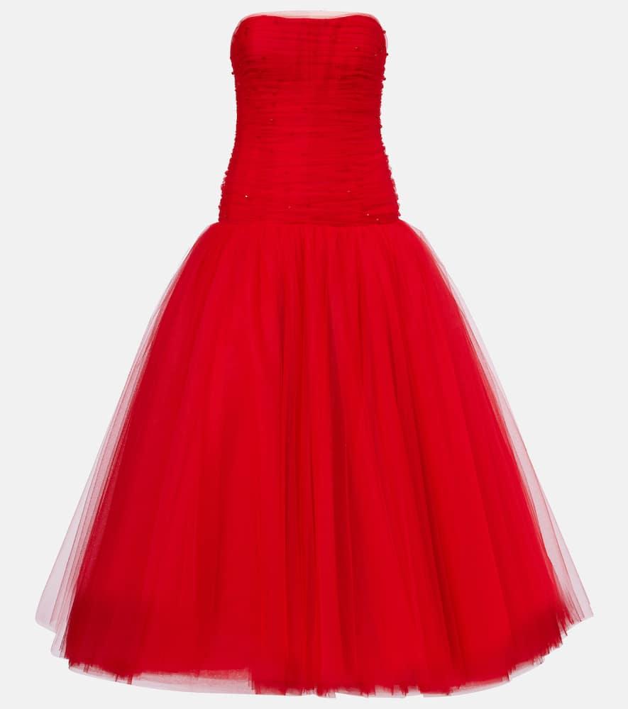 carolina herrera embellished strapless tulle gown