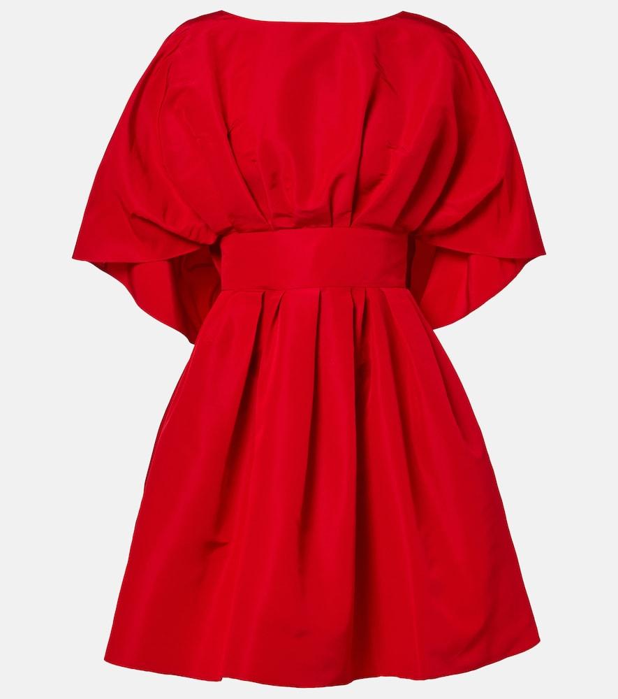 carolina herrera fan gathered silk minidress