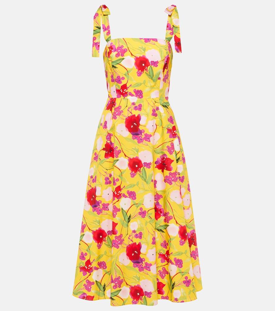 carolina herrera floral cotton midi dress