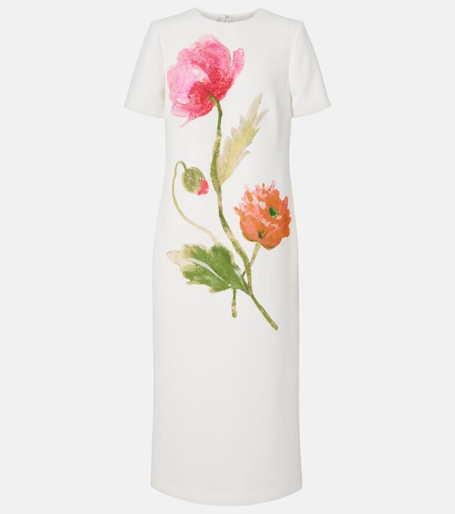 carolina herrera floral crêpe midi dress