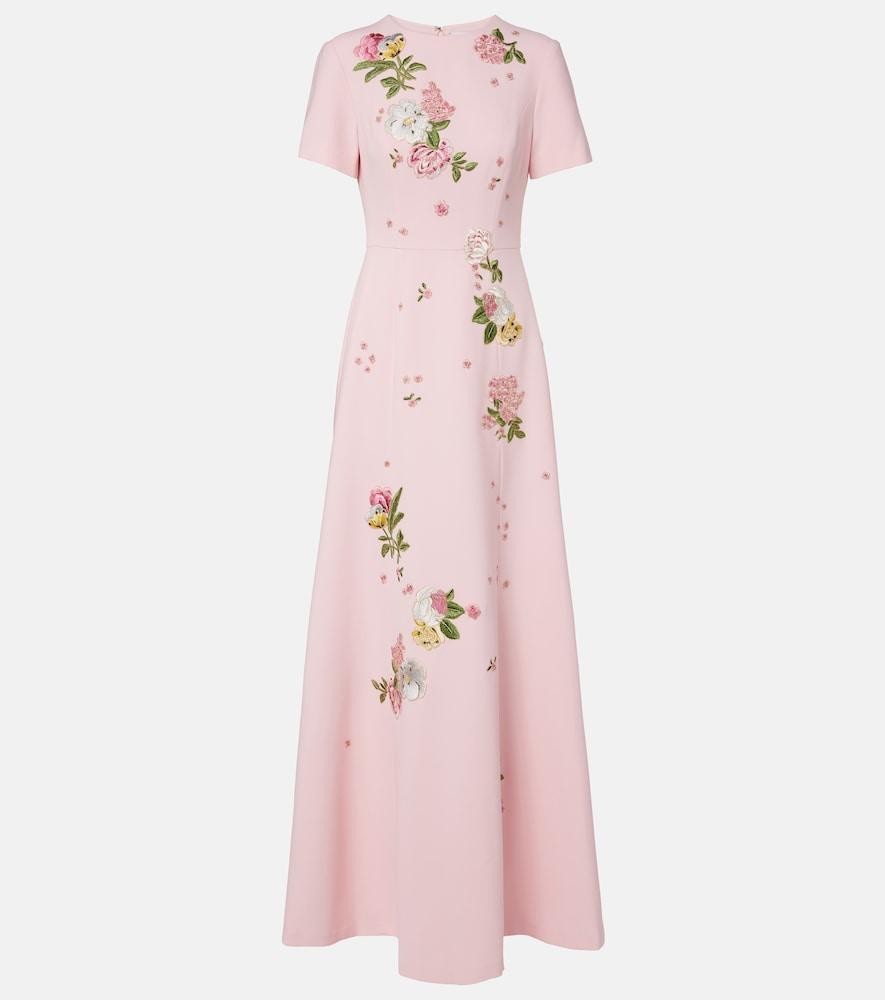 carolina herrera floral embroidered crêpe gown