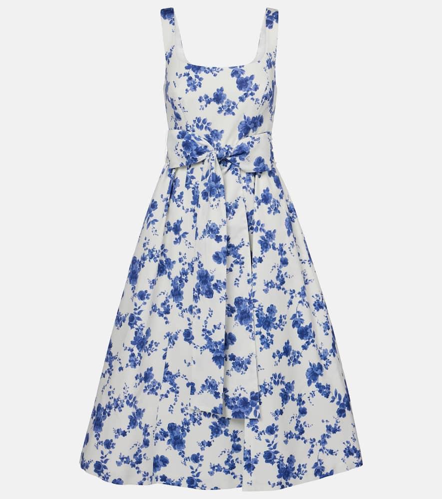 carolina herrera floral faille midi dress