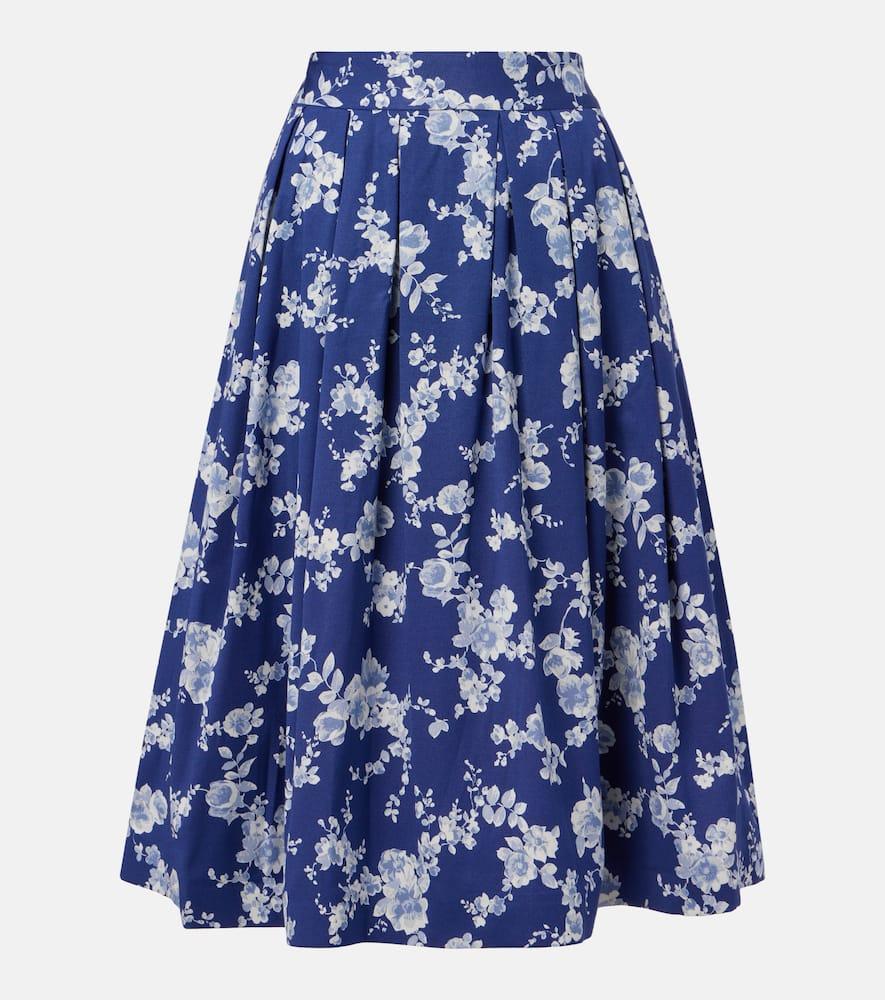 carolina herrera floral faille midi skirt