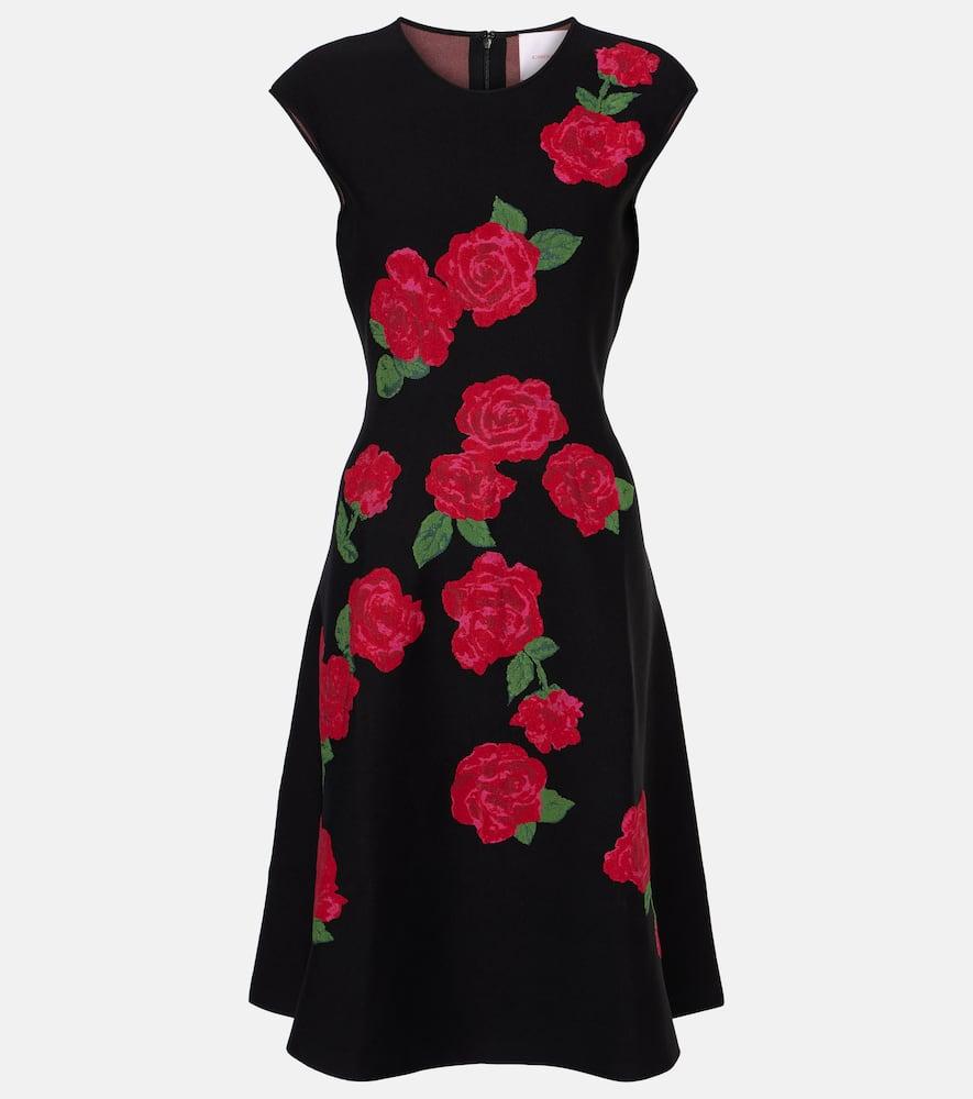 carolina herrera floral jacquard midi dress