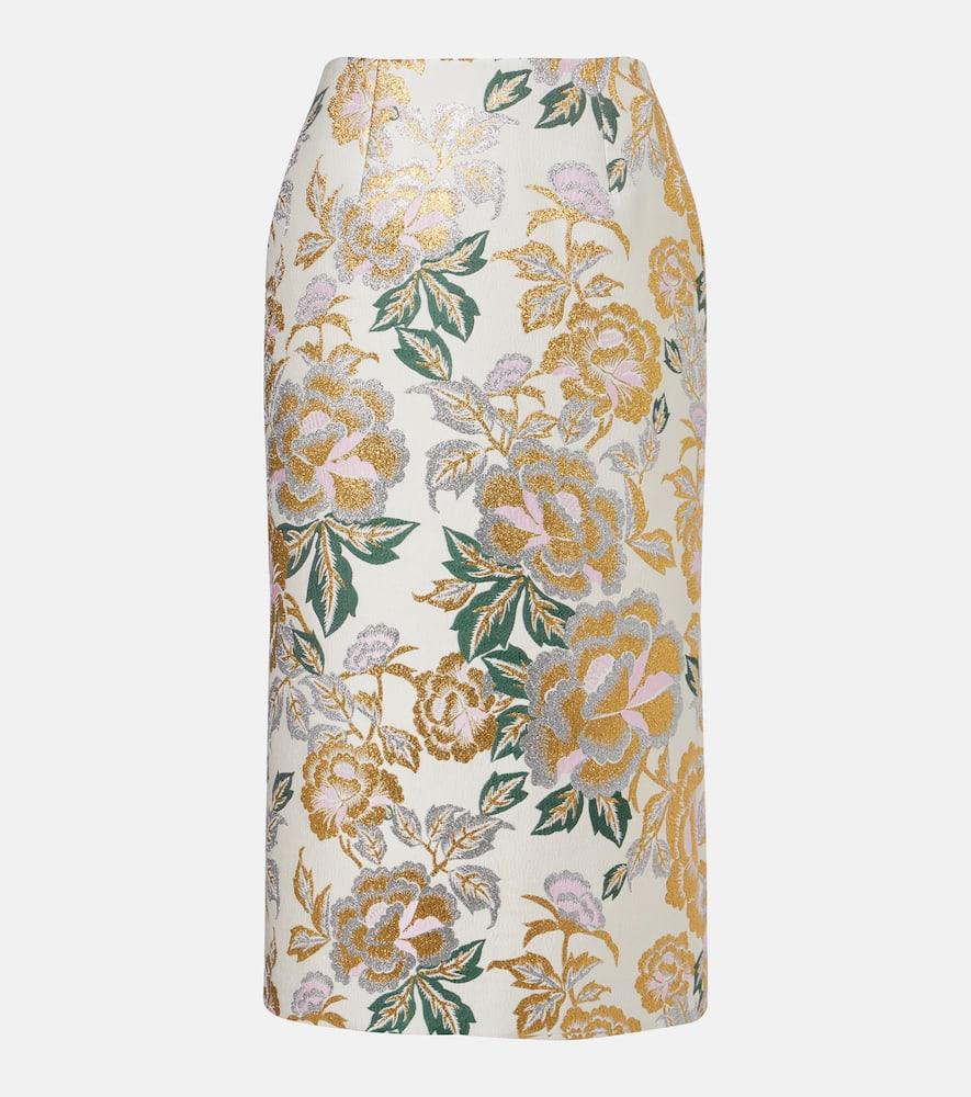 carolina herrera floral jacquard midi skirt