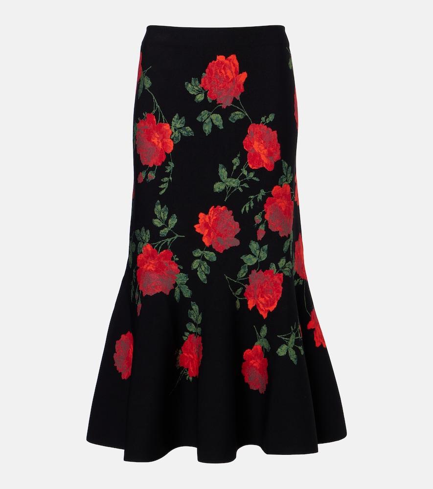 carolina herrera floral jacquard midi skirt