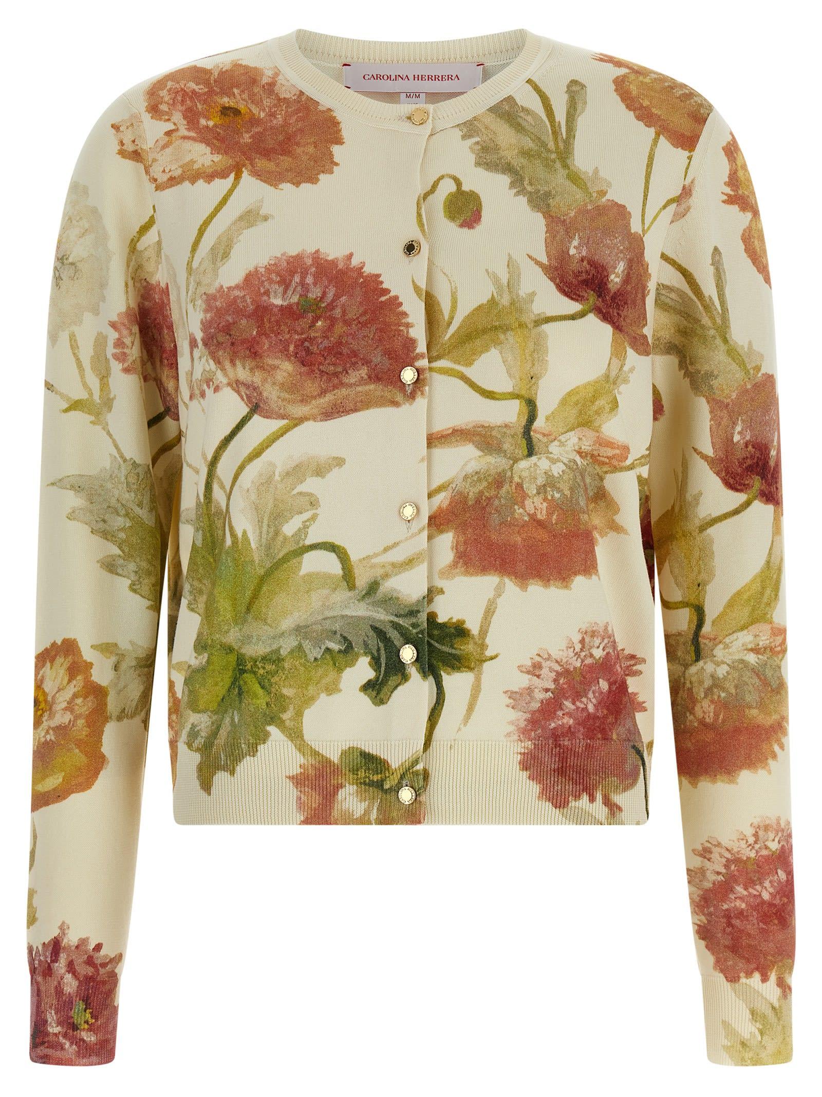 carolina herrera floral print cardigan